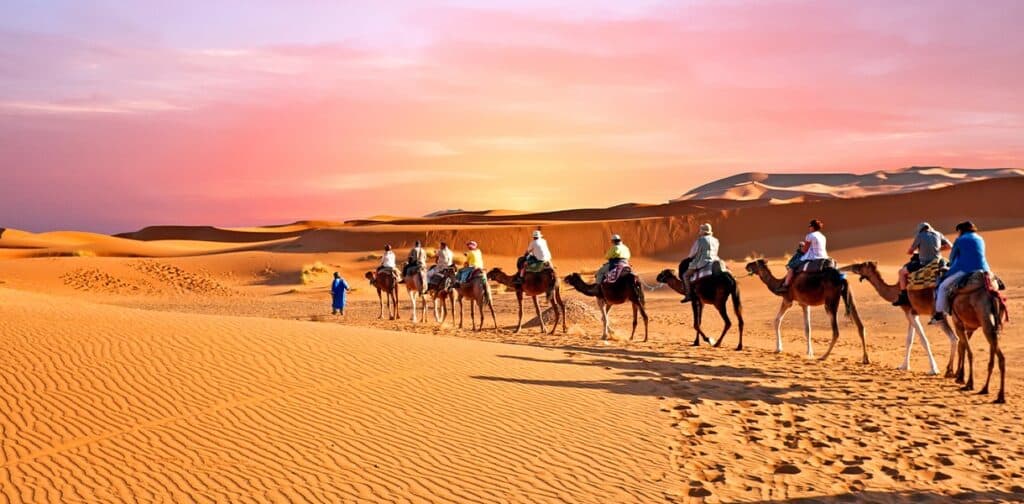 Noche en el desierto de Erg Chebbi, paseo en camello, salida desde Errachidia.